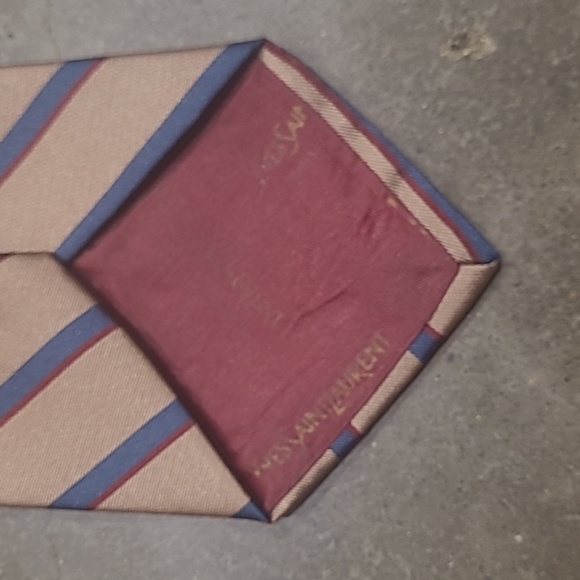 YSL MONOGRAM LOGO SATIN STRIPED NECK TIE - Picture 4 of 5